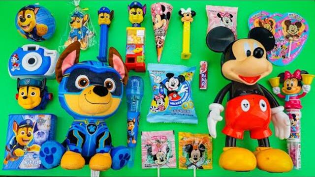 Mickey Mouse & Paw Patrol Chase Unboxing Review| Mixing M&M's Candy Rainbow Candy with Sweets ASMR