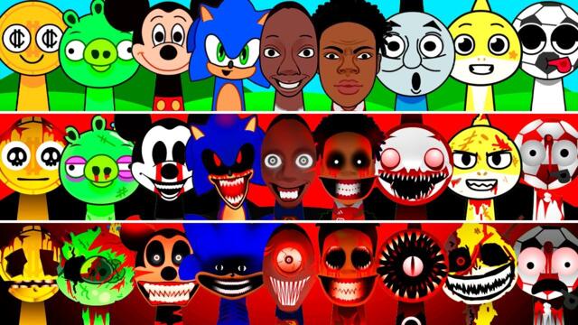 Incredibox Sprunki OC Phase 1 to Phase 3 Tenge Tenge, Mickey Mouse, Sonic, IShowSpeed, Om Nom