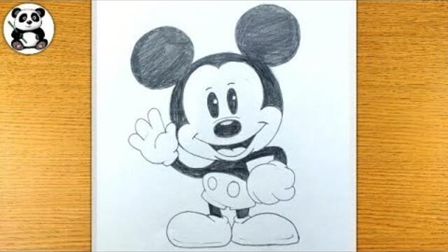 Happy cute mickey mouse cartoon pencil drawing | disney mickey mouse @TaposhiartsAcademy