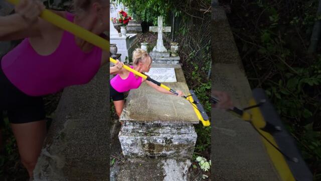 Girl Cleans Random Graves in The Graveyard ❤️