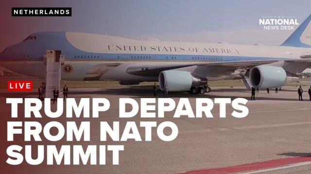 President Donald Trump departs Netherlands, en route to White House after NATO Summit