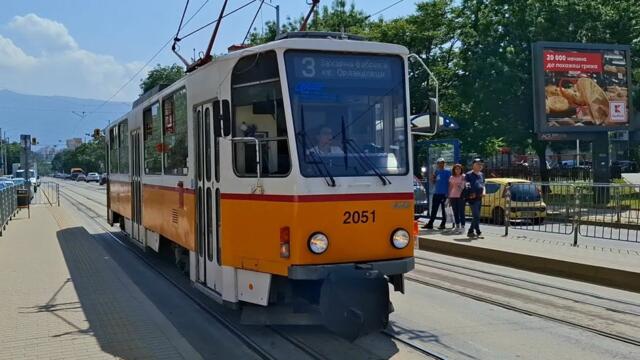 Sofia, Bulgaria ride on ČKD Tatra T6A2SF from МС "К. Величков" to гара "Захарна Фабрика"