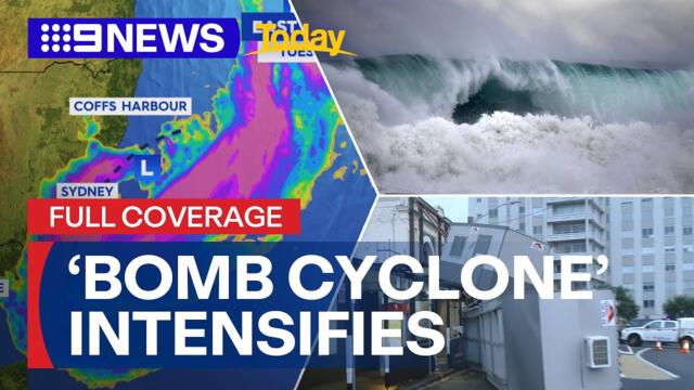 IN FULL: Wild weather rocks NSW as 'bomb cyclone' heads south | 9 News Australia