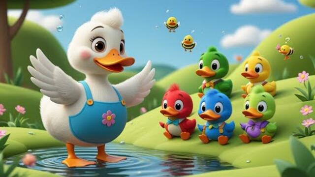 5 Little Ducks Song 🦆 English Educational Nursery Rhyme for Kids | Learn & Sing Along!