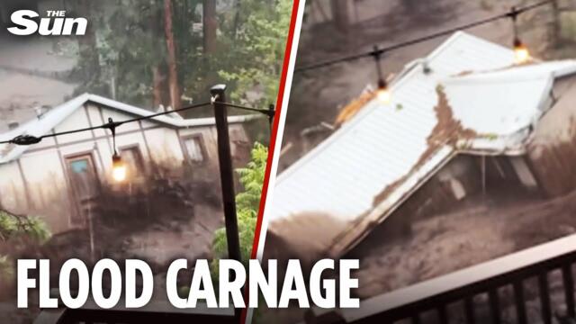 Moment US house SWEPT away in seconds in devastating New Mexico floods