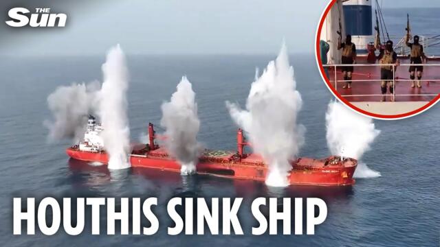 Houthi rebels SINK huge cargo ship in deadly Red Sea attack