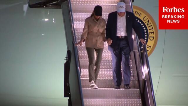President Trump And Melania Trump Arrive In Newark En Route To Bedminster, New Jersey