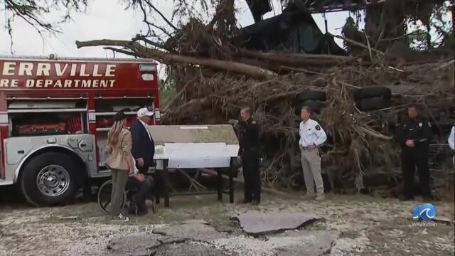 President Trump visits Texas after deadly floods