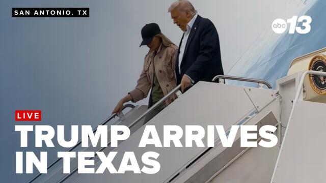 President Trump arrives in San Antonio, Texas.