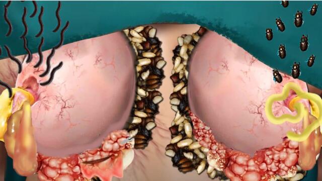 ASMR Animation Of Worm & Dog Ticks Infected Chest | Deep Cleaning Animation | Universe ASMR