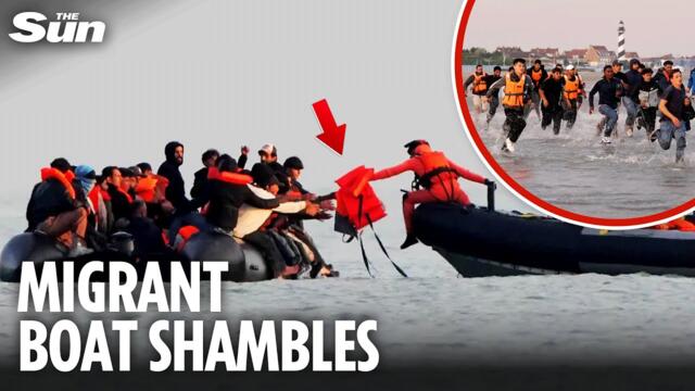 Shock moment French coastguard offers LIFE-JACKETS to migrants as small boat allowed to cross to UK