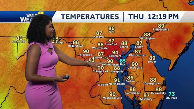 Thursday temperatures well into 90 degrees, feels like 100 degrees