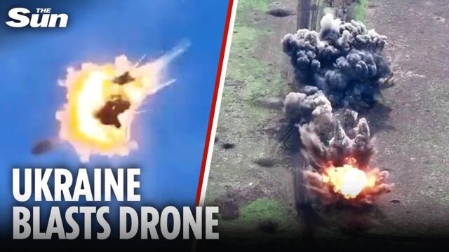 Russian Shahed drone EXPLODES mid-flight after being blasted out of the sky by Ukraine's air command