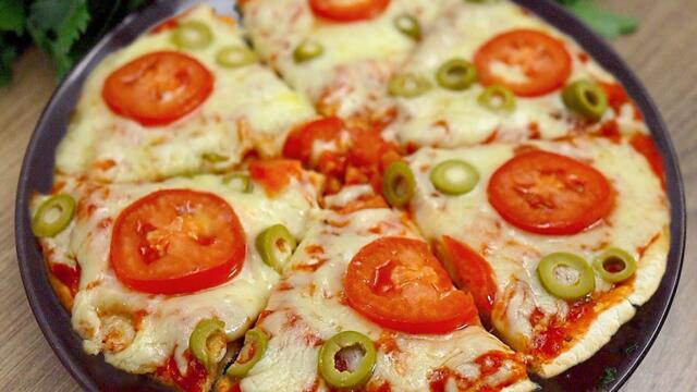 Без фурна! Вкусна пица в тавата за 5 минути!