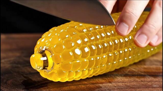 Satisfying Glass Corn Cutting ASMR 🌽 | Perfect Visuals to Relax Your Mind