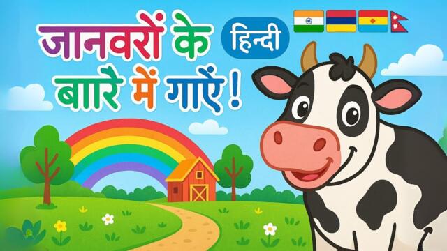 🐮 चलो जानवरों के साथ गाएं! 🐷 बच्चों के लिए मजेदार गीत | पशुओं के नाम और आवाजें सीखें | हिंदी में