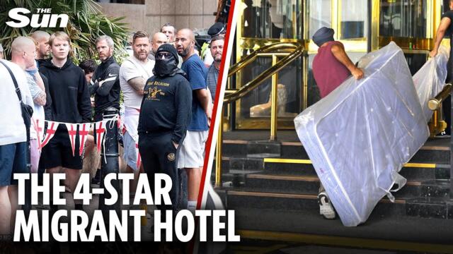 Cops throw ring of steel around 4-star luxury London hotel for migrants as protesters gather