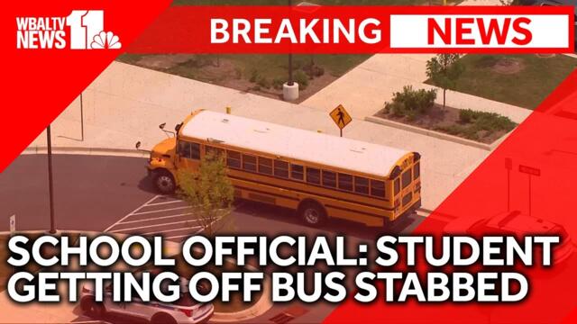 Student stabbed while getting off school bus