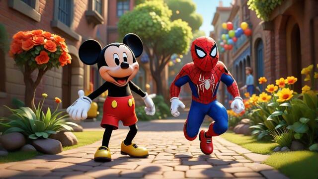 🕸️🐭 Mickey Mouse & Spider-Man’s Big Adventure Day! 🌈🦸‍♂️