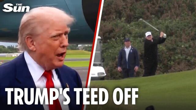Trump slams 'invasion' of migrants 'killing' Europe before hitting UK golf course with son Eric