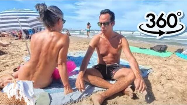 ⛱ Sun-Powered Madness! Hot Barcelona Beach in 360° | People, Energy, Sea! (2025)
