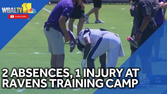 2 notable absences, 1 person injured at Ravens training camp