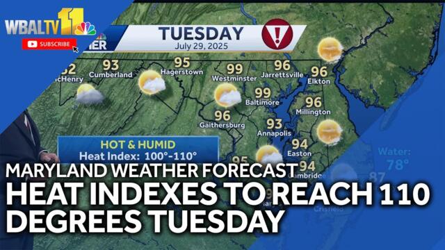 Maryland weather forecast: Temps to climb quickly, heat index could reach 110 degrees Tuesday