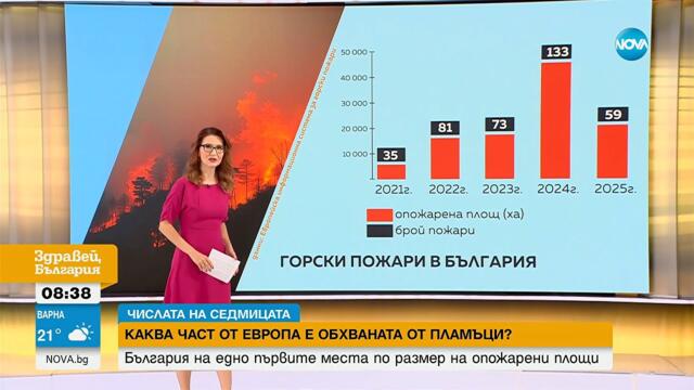 „Числата на седмицата“: България на трето място по опожарени територии в ЕС
