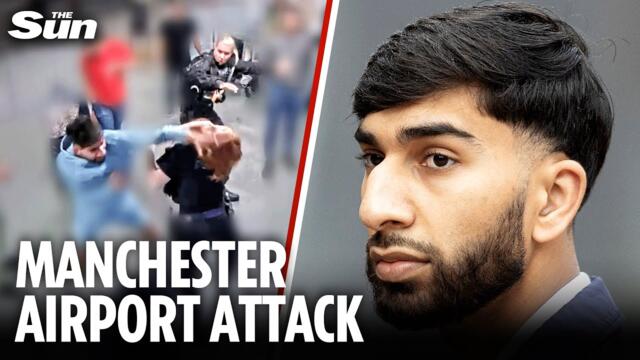 Thug GUILTY of assault after brawling with cops at Manchester Airport
