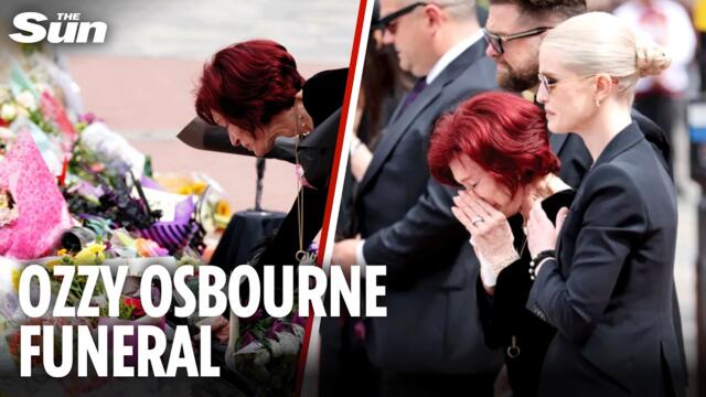 Sharon Osbourne breaks down in TEARS at Ozzy's funeral procession in Birmingham