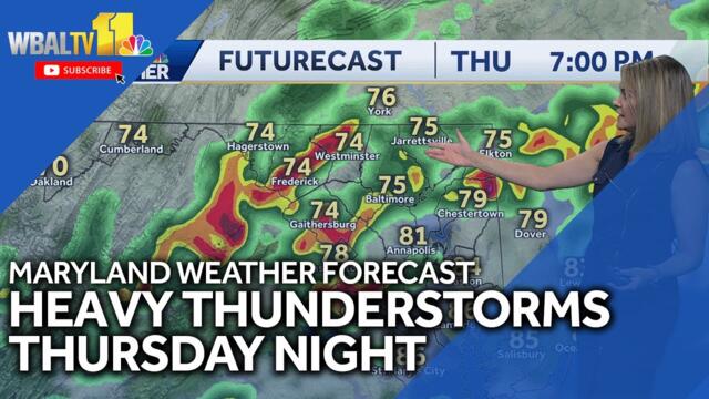 Heavy thunderstorms Thursday night in Maryland