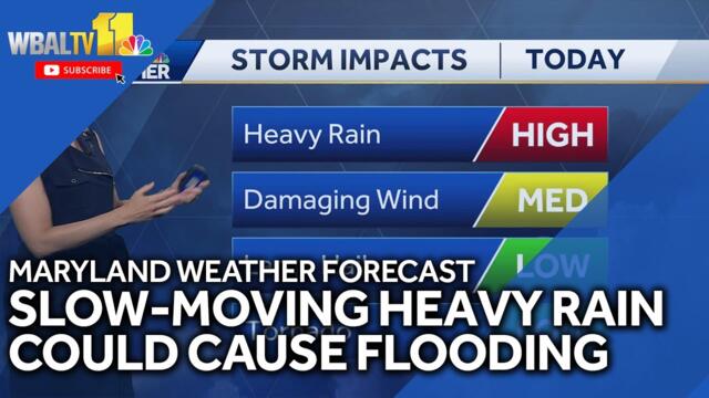 Slow-moving heavy rain could cause flooding Thursday across Maryland