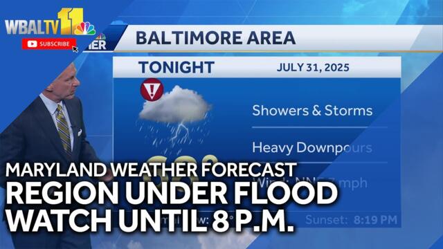 Maryland weather forecast: Region under flood watch throughout night