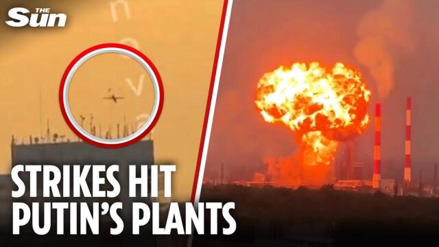 Huge mushroom cloud erupts over Russian plant after massive Ukrainian strike in blow to Putin