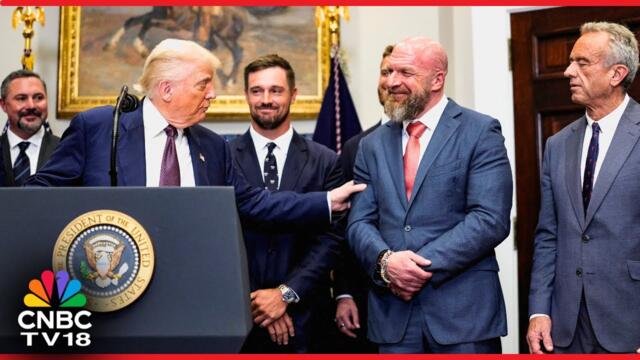 President Trump Introduces Longtime Friend Triple H at White House Executive Order Signing | N18G
