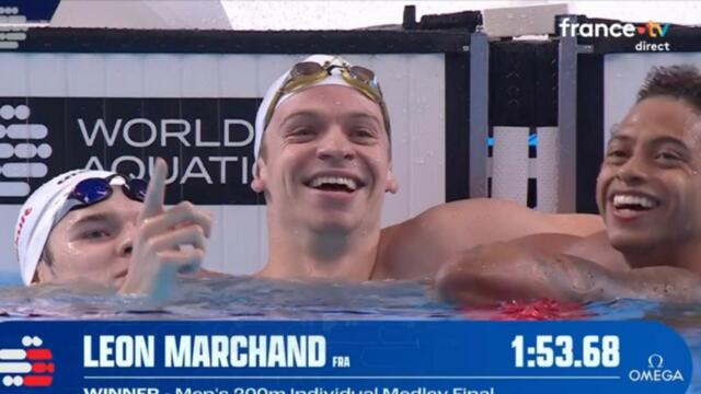 Léon Marchand décroche sa première médaille d’or aux Mondiaux de natation : a-t-il battu un nouveau record du monde ?