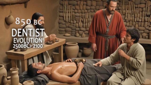 Dentist evolution 2500 BC to 2100  (4K video)