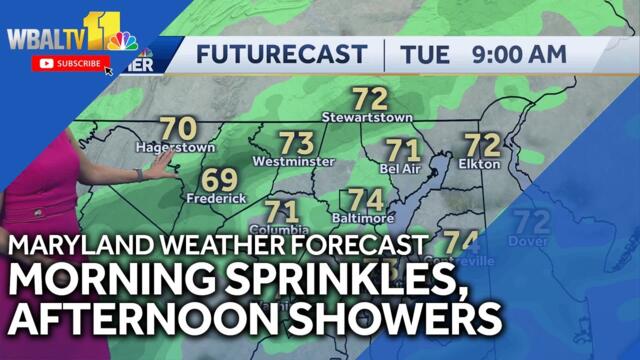 Morning sprinkles, stray showers by afternoon