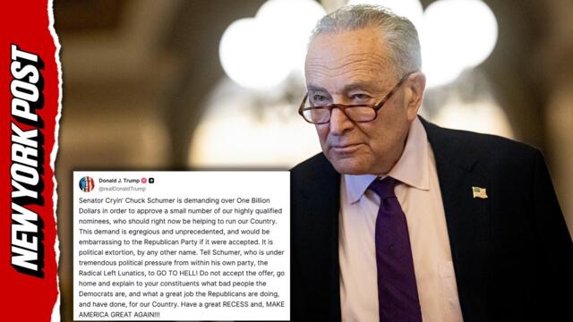 'GO TO HELL': Schumer reads President Trump's fuming Truth Social post
