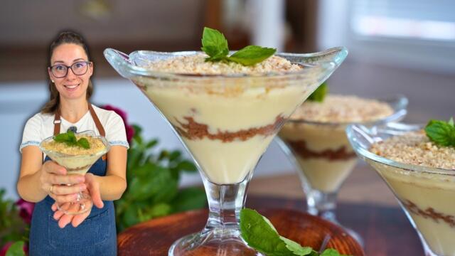 Бисквитена торта в чаша | Как се прави яйчен крем | Вкусни рецепти с Таня