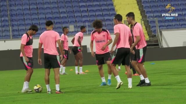 Смях, добро настроение и лицеви опори по време на тренировката на Сабах на "Герена"