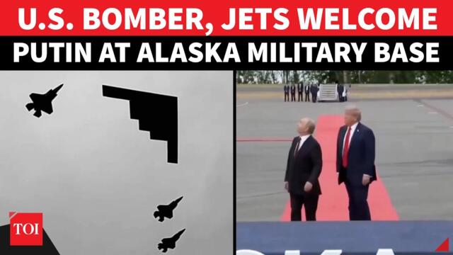U.S Bomber, Jets Fly Overhead Putin & Trump; Watch Russian President's Epic Reaction | Alaska Summit