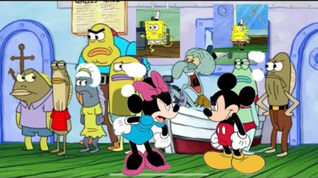 THE MICKEY MOUSE CLUBHOUSE GOES TO THE KRUSTY KRAB GONE WRONG! 