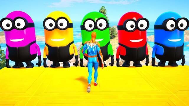 GTA 5 Hilarious Ragdoll – Spiderman & Crazy Colorful Minion & Mickey Mouse (Funny . Fails) .ep 67