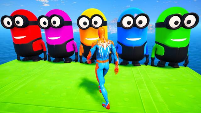 GTA 5 Hilarious Ragdoll – Spiderman & Crazy Colorful Minion & Mickey Mouse (Funny . Fails) .ep 70