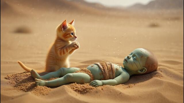 The baby was poisoned, the Kitten asked Jesus for help, and Jesus came #jesus #animals  #ai