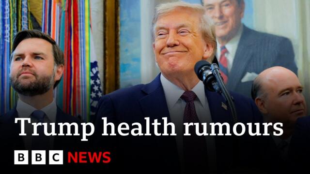 US President Donald Trump addresses health rumours | BBC News