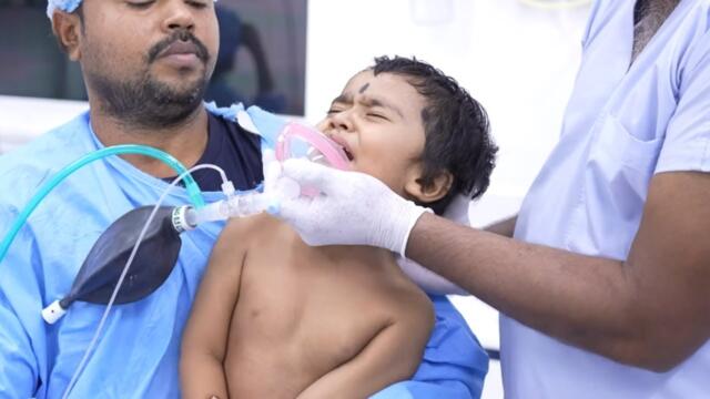 Scared & Crying Little Boy had Anesthesia Before Surgery