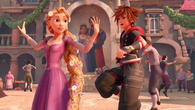 Kingdom Hearts 3 - Sora Dancing With Girls In Kingdom of Corona (Tangled World) KH3 2019