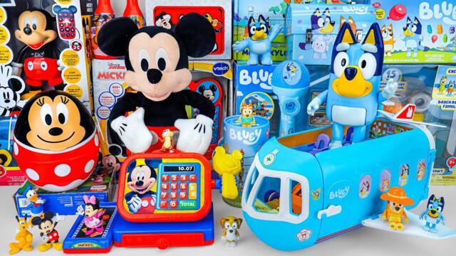 RED Toy VS BLUE Toy ASMR | Mickey Mouse & Bluey Collection Unboxing | Satisfying Unboxing